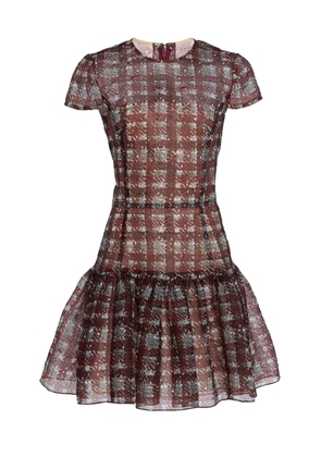 Oscar de la Renta Textured Tartan Silk-Blend Mini Dress - Moda Operandi