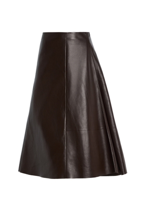 The Row Hedora Leather Midi Skirt - Moda Operandi