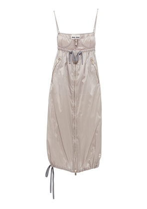 Miu Miu Tie-Detailed Silk Midi Dress - Moda Operandi