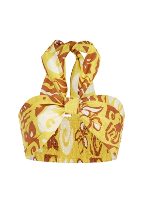 Cala de la Cruz Exclusive Vita Linen Halter Crop Top  - Moda Operandi