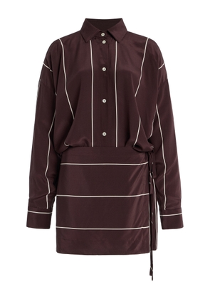 BONDI BORN Orta Striped Silk Mini Wrap Shirt Dress - Moda Operandi