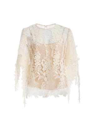 Oscar de la Renta Appliquéd Lace Top - Moda Operandi