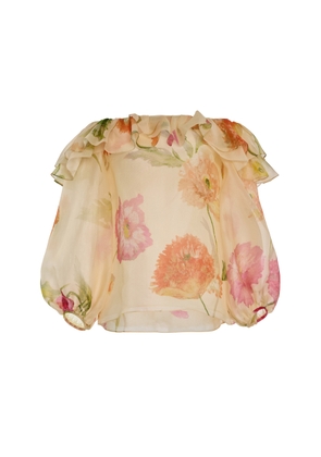 Carolina Herrera Printed Off-The-Shoulder Crepe Organza Top - Moda Operandi