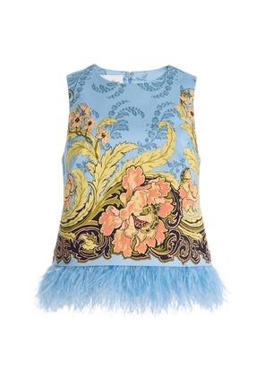 Cara Cara Belmond Feather-Trimmed Cotton-Sateen Top - Moda Operandi