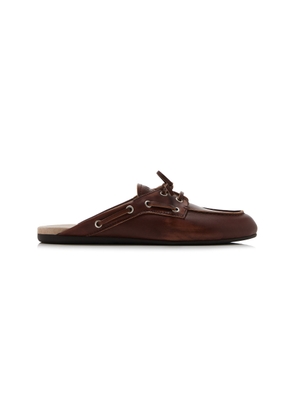 Miu Miu Leather Boat Shoe Mules - Moda Operandi