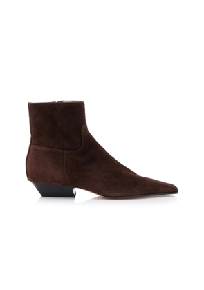 Khaite Marfa Suede Western Ankle Boots - Moda Operandi