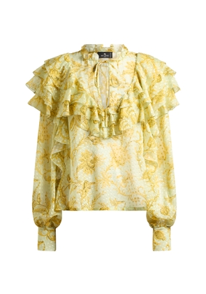 Etro Ruffled Silk-Blend Top - Moda Operandi