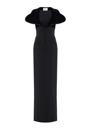 Harithand Capucine Velour-Trimmed Crepe Gown - Moda Operandi