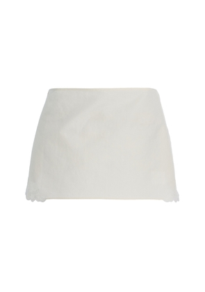 Miu Miu Lace-Detailed Linen-Cotton Mini Skirt - Moda Operandi
