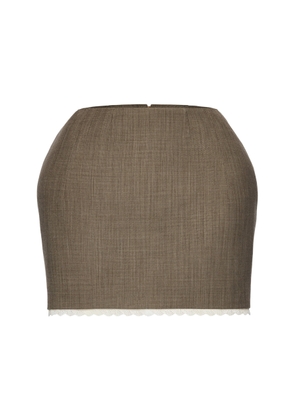 Magda Butrym Lace-Trimmed Wool Mini Skirt - Moda Operandi