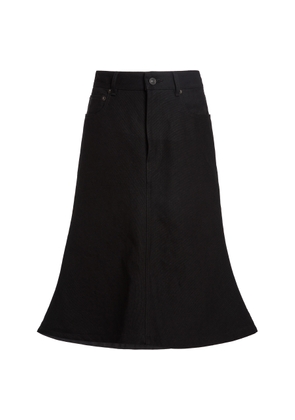 Balenciaga Flared Waxed Denim Midi Skirt - Moda Operandi