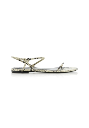 STAUD Laurel Snake-Effect Leather Sandals - Moda Operandi