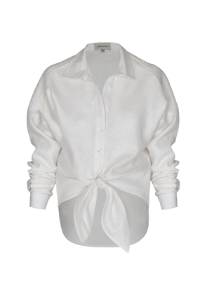 Andres Otalora Obsesion Tie-Front Linen Shirt - Moda Operandi
