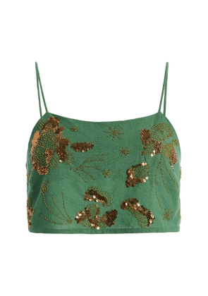 All That Remains Exclusive Violet Sequined Cotton Top - Moda Operandi