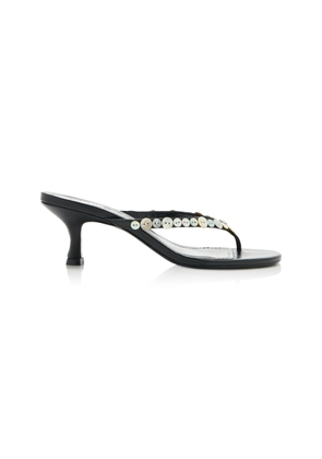 STAUD Freja Embellished Leather Thong Sandals - Moda Operandi