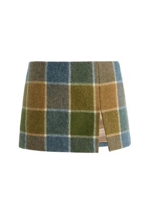 Miu Miu Checked Wool Mini Skirt - Moda Operandi