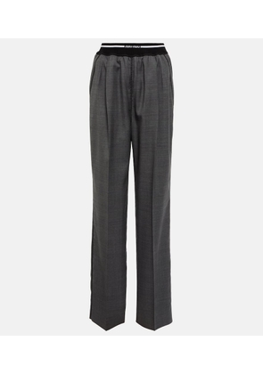 Miu Miu Logo wide-leg checked pants