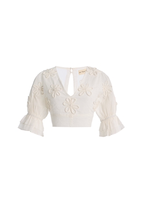 All That Remains Fleur Floral-Appliquéd Cotton-Silk Top - Moda Operandi