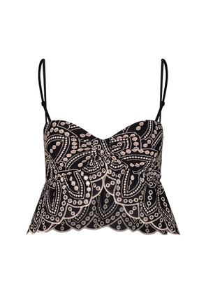 Johanna Ortiz Lunch Date Embroidered Cotton-Blend Crop Top - Moda Operandi