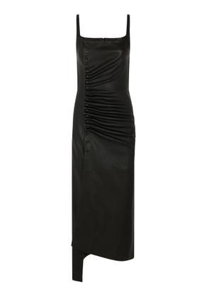 Rabanne Button-Detailed Leather Midi Dress - Moda Operandi
