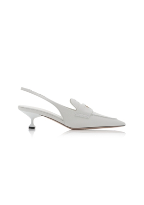 Miu Miu Slingback Leather Penny Loafers - Moda Operandi