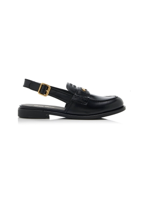 Miu Miu Leather Slingback Loafers - Moda Operandi