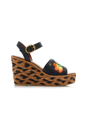 Valentino Garavani Bribri Floral Raffia Platform Wedge Espadrilles - Moda Operandi