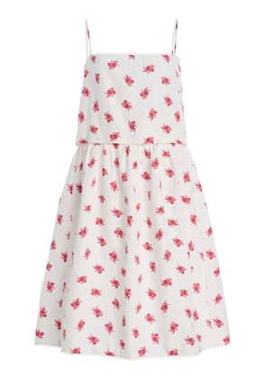 Miu Miu Button-Detailed Floral Cotton-Linen Midi Dress - Moda Operandi