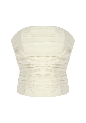 The New Arrivals Ilkyaz Ozel Lina Ruched Silk-Taffeta Top - Moda Operandi