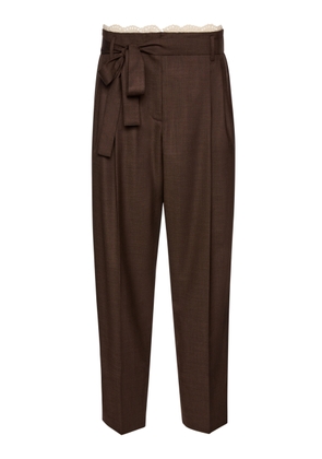 Magda Butrym Lace-Trimmed Wool Straight-Leg Pants - Moda Operandi