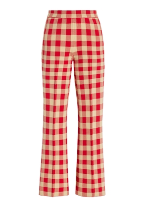 High Sport Exclusive Kick Gingham Stretch-Cotton Knit Cropped Flared Pants - Moda Operandi
