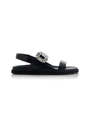 Roger Vivier Slidy Viv Crystal-Embellished Leather Sandals - Moda Operandi