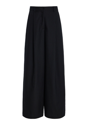 SLOAN Pleated Pinstriped Wool Wide-Leg Trousers - Moda Operandi