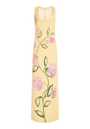 Oscar de la Renta Porcelain Flowers Stretch-Crepe Gown - Moda Operandi