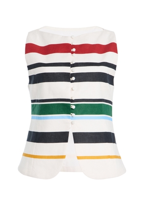 Cala de la Cruz Exclusive Genova Striped Linen Top - Moda Operandi