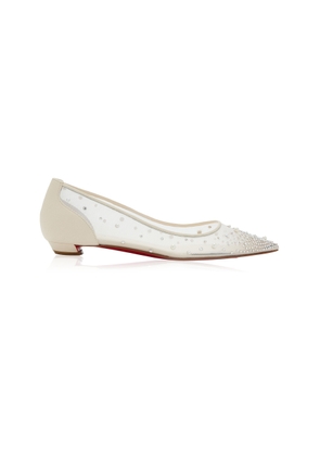 Christian Louboutin Miss Z Embellished Mesh Flat Pumps - Moda Operandi
