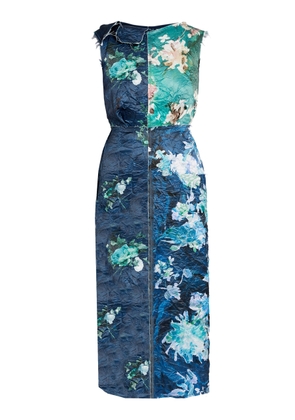 Erdem Floral-Collage Satin Midi Dress - Moda Operandi