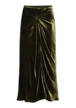 Dries Van Noten Smila Knot-Detailed Velvet Midi Skirt - Moda Operandi