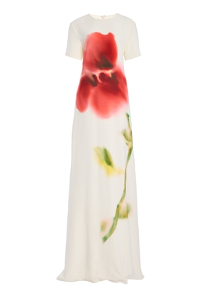 Monique Lhuillier Printed Satin Maxi Dress - Moda Operandi