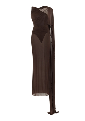 The Attico Ruched Sheer Jersey Maxi Dress  - Moda Operandi
