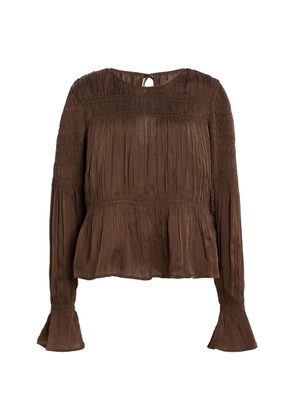 By Malene Birger Ovas Smocked Satin Top - Moda Operandi