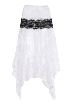 Rodarte Asymmetric Cotton-Blend Lace Midi Skirt - Moda Operandi