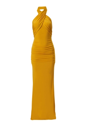 Carolina Herrera Ruched Jersey Halter Gown - Moda Operandi