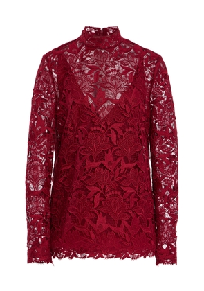 Carolina Herrera Lace Mock Neck Top - Moda Operandi