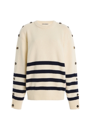 JW Anderson Button-Sleeve Breton Wool Sweater - Moda Operandi