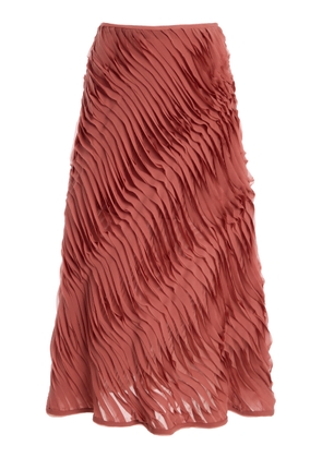 Ulla Johnson Amiko Pleated Raw-Edge Silk-Blend Midi Skirt - Moda Operandi