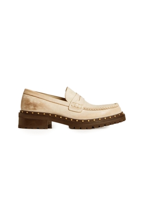 Golden Goose Jerry Rock Studded Distressed Leather Loafers - Moda Operandi