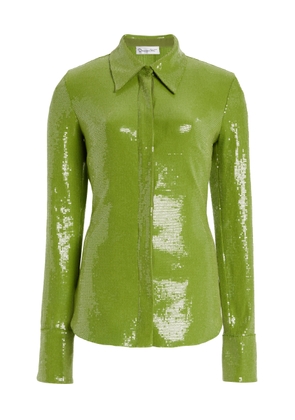 Oscar de la Renta Sequined Jersey Shirt - Moda Operandi