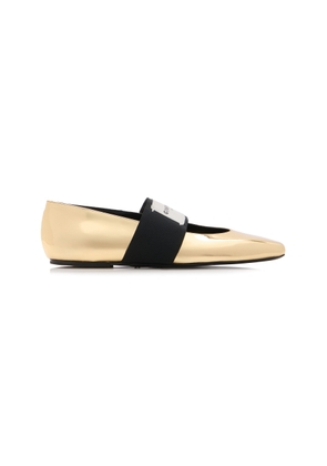 Givenchy Logo-Embellished Metallic Leather Ballet Flats - Moda Operandi