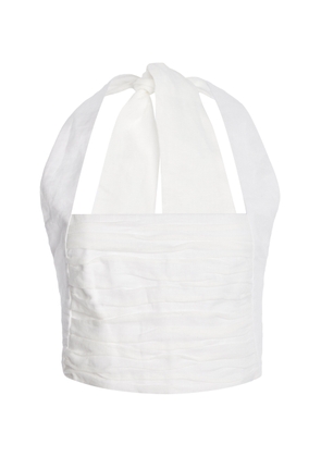 Cala de la Cruz Fiji Linen Halter Crop Top - Moda Operandi